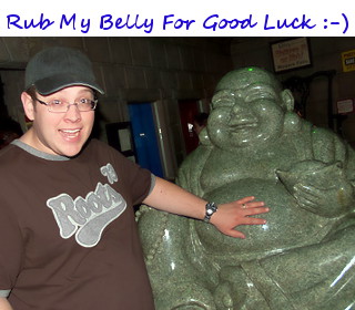 Rub my belly for good lottery luck
